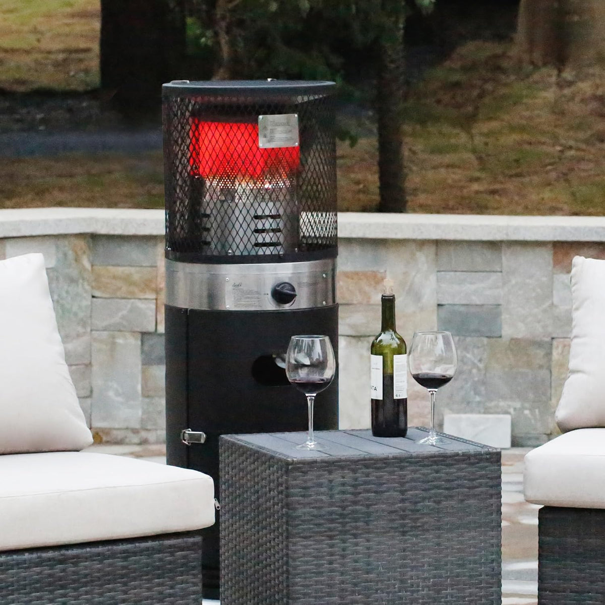 Bali OUTDOORS lounge patio heater 7.3kW -Standing Heater - Gas -Rain Cover - QUORE