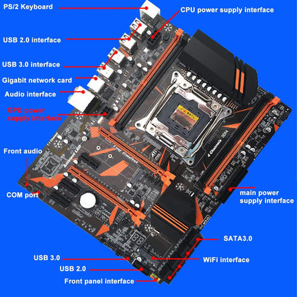 X99 Moederbord CPU Combo, LGA 2011-3 E5 2620 V3 CPU Moederbord Set Ondersteuning 4 Kanaals DDR4 Geheugen, WiFi Module, Gigabit Netwerkkaart PC Moederbord voor Desktop
