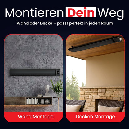 Wifi QH-TH Black Heater Infrared Patio Heater 1800 or 2400 Watt (2400 Watts) (165 x 18 x 7.3 cm / 2400 Watt/Wifi) - QUORE