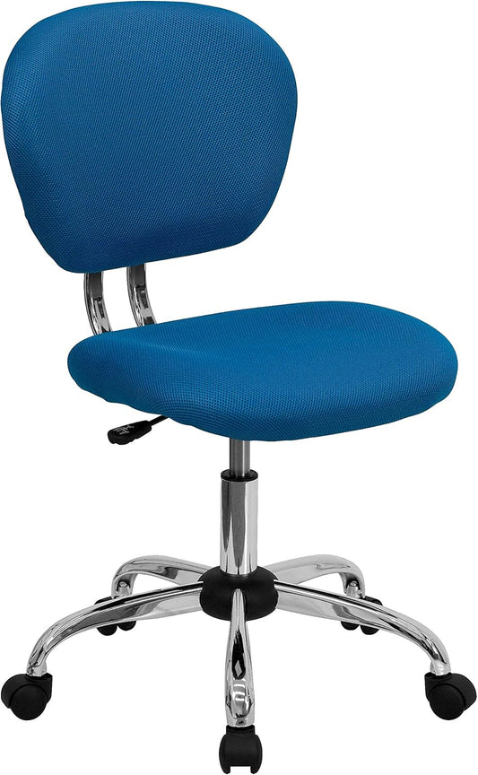 Flash Furniture Draaistoel met gemiddelde rugleuning en verchroomde voet, metaal, turquoise, 58,42 x 55,88 x 25,4 cm