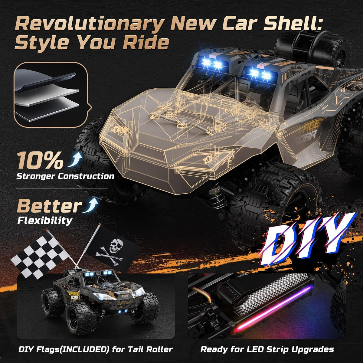 <font dir="auto" style="vertical-align: inherit;"><font dir="auto" style="vertical-align: inherit;">        DEERC 1:14 Fast Remote Control Car, 40km/h High Speed RC Truck with LED Headlight for Boys, Offroad 2.4GHz 4x4 RC Offroad Car, Monster Truck Toy,