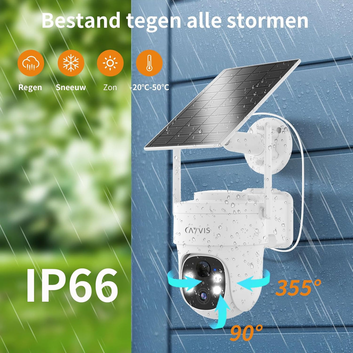 2K 3MP Bewakingscamera Voor Buiten, 2.4Ghz WIFI Camera, Camerabewaking Buiten, 360° zicht, met 2-Weg Audio, Automatische Tracking, Nachtzicht in Kleur, PIR-bewegingsdetectie, Werkt met Alexa,2pcs