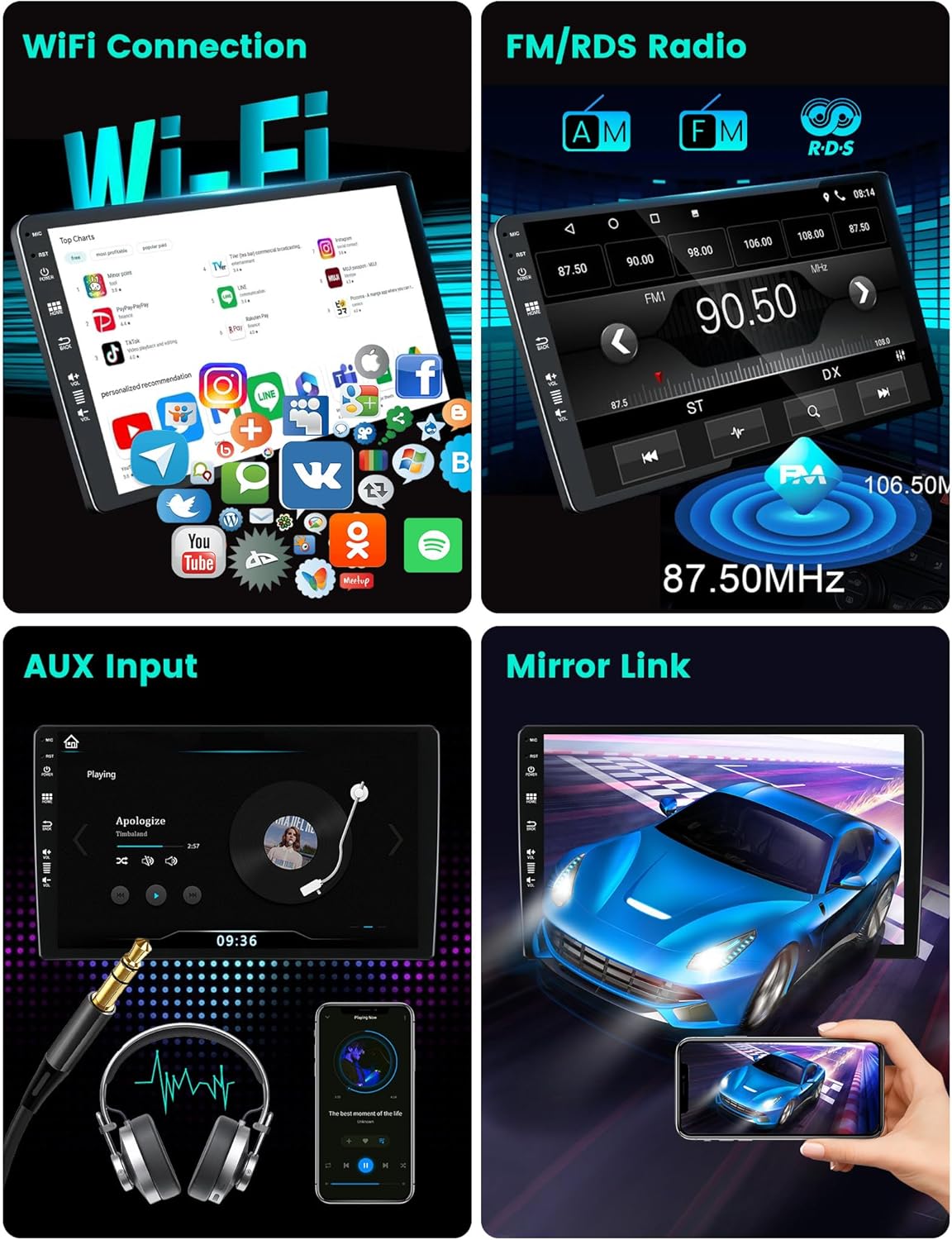 2G + 64G autoradio Android 15 voor VW Touareg 7L 2003-2010 met Carplay Android Auto DSP touchscreen 9 inch - Mirror Link GPS WiFi BT FM/RDS SWC Fast Boot Camera