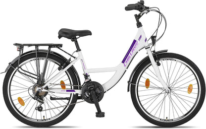 Chillaxx Bike Strada Premium City Bike in 24, 26, 28 inch: een fiets voor meisjes, jongens, dames en heren, met 21 versnellingen, Nederlandse fiets, stadsfiets
