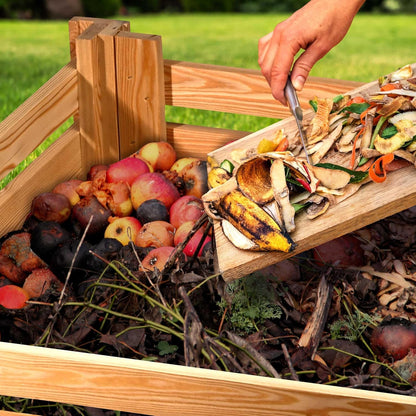 dobar® Green Label Praktische compostbak semi-| compostcontainer van larikshout | tuincompostbak met 350 liter inhoud | 76 x 76 x 73 cm | natuur