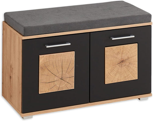 Schoenenbank – Schoenenmeubel – Opbergbank – Zitbank – Schoenopberger – Comfortabel Microvelours Zitkussen – Ruime Opbergruimte met Twee Planken