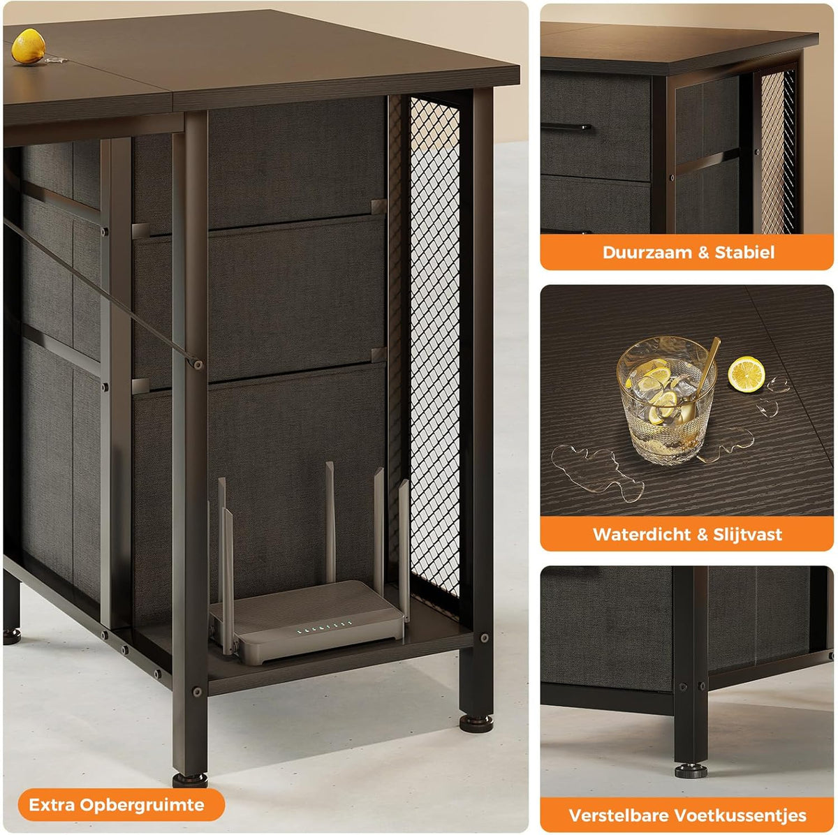 Coleshome Bureau met 6 lades, 160x52 cm Bureau met opslagruimte, Computerbureau met Planken voor Thuiskantoor, Zwart