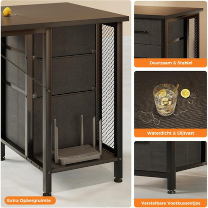 Coleshome Bureau met 6 lades, 160x52 cm Bureau met opslagruimte, Computerbureau met Planken voor Thuiskantoor, Zwart