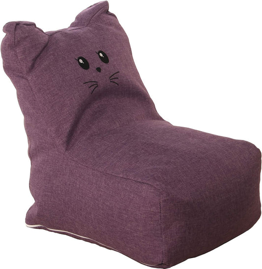 Zitzak in kattenvorm, polyester, 43 x 50 x 52 cm, violet