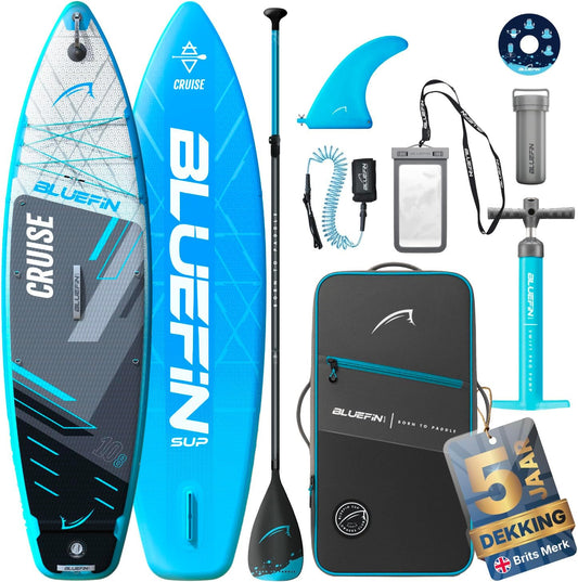 Bluefin Cruise 10'8 opblaasbaar paddleboard | Premium SUP-pakket en accessoires | antislip dekpad en lichtgewicht | 6' dik allround paddleboard | Perfect stand-up board voor volwassenen en