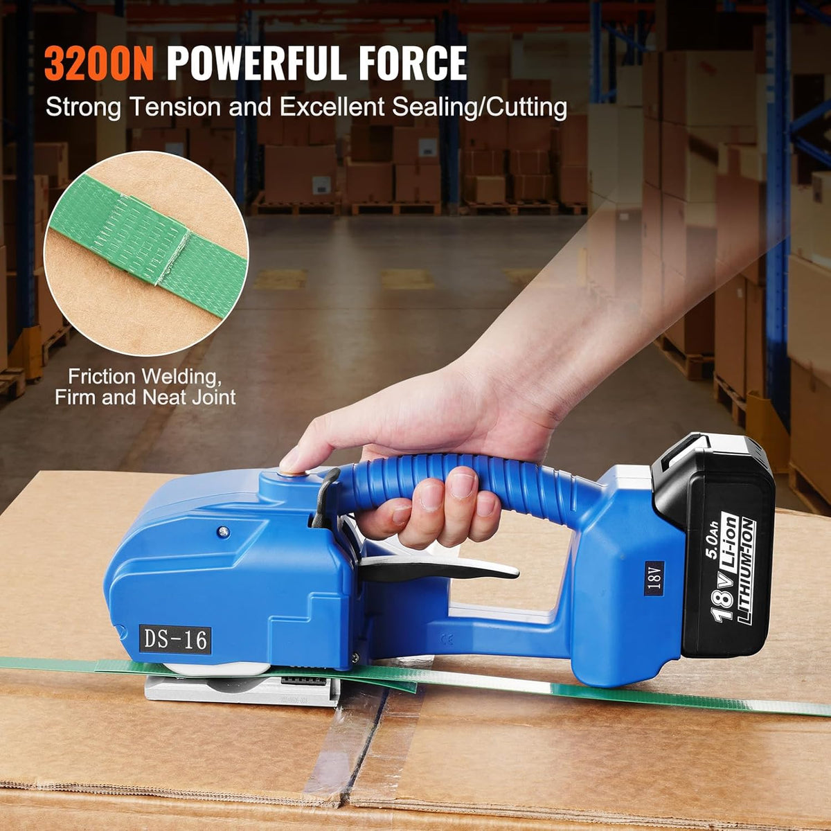 VEVOR Electric Strapping Machine for PP PET 1-1.5 cm, Portable Strapping Tool with Digital Display, Automatic, Battery Operated, for Pallet Packaging
