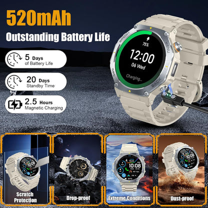 Jugeman Smartwatch voor dames en heren, met bluetooth-oproepen, fitnesstracker met stappenteller, IP68 waterdicht horloge