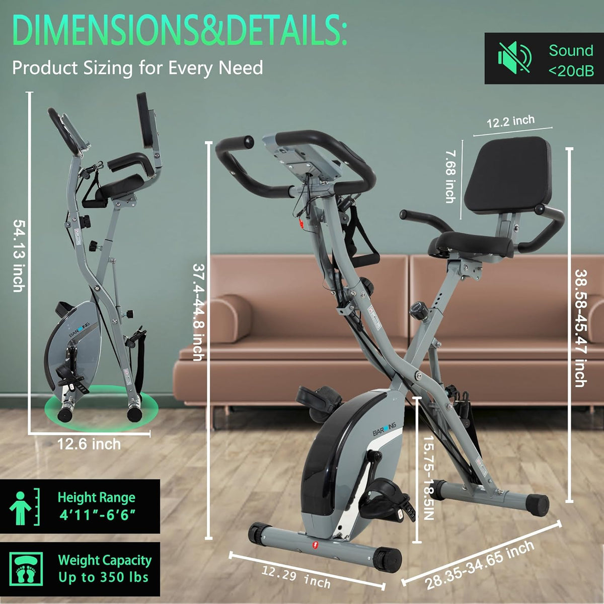 Hometrainer – Fitnessfiets – Spinningfiets – Indoor Bike – Opvouwbare Hometrainer – Magnetische Weerstand 16 Niveaus – Volledig Verstelbaar Zadel en Stuur