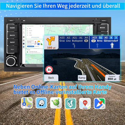 Autoradio – Multimedia Radio – Auto Stereo – Dashboard Radio – Navigatiesysteem – Android 13 OS – 7 Inch Touchscreen – Draadloos CarPlay & Android Auto