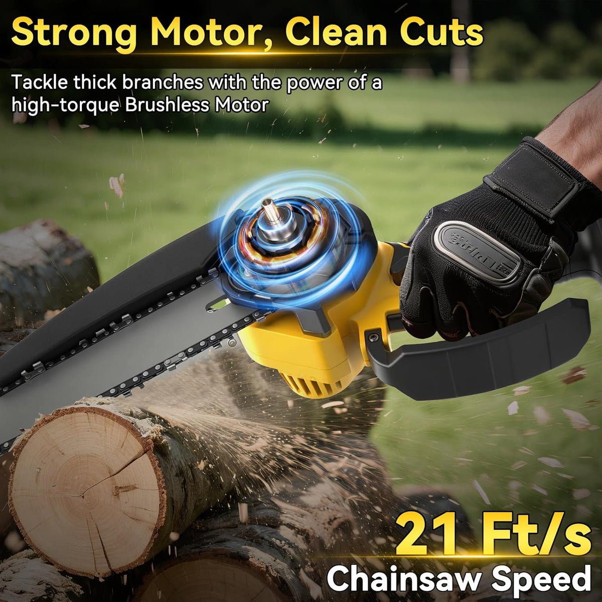 2-in-1 elektrische stangzaag, 8 inch, mini-kettingzaag, draadloos, compatibel met Dewalt 20 V batterij met 2,5 m telescoop, borstelloze kettingzaag voor boomsnoeien, tuinverzorging (zonder accu)