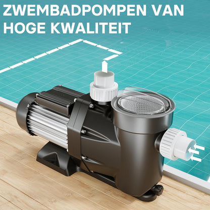 Wiltec poolpomp 19200 l/h 750 W zwembadpomp met 3,5 meter aanzuighoogte, filterpomp voor pools, circulatiepomp met ingebouwde vezelopvang