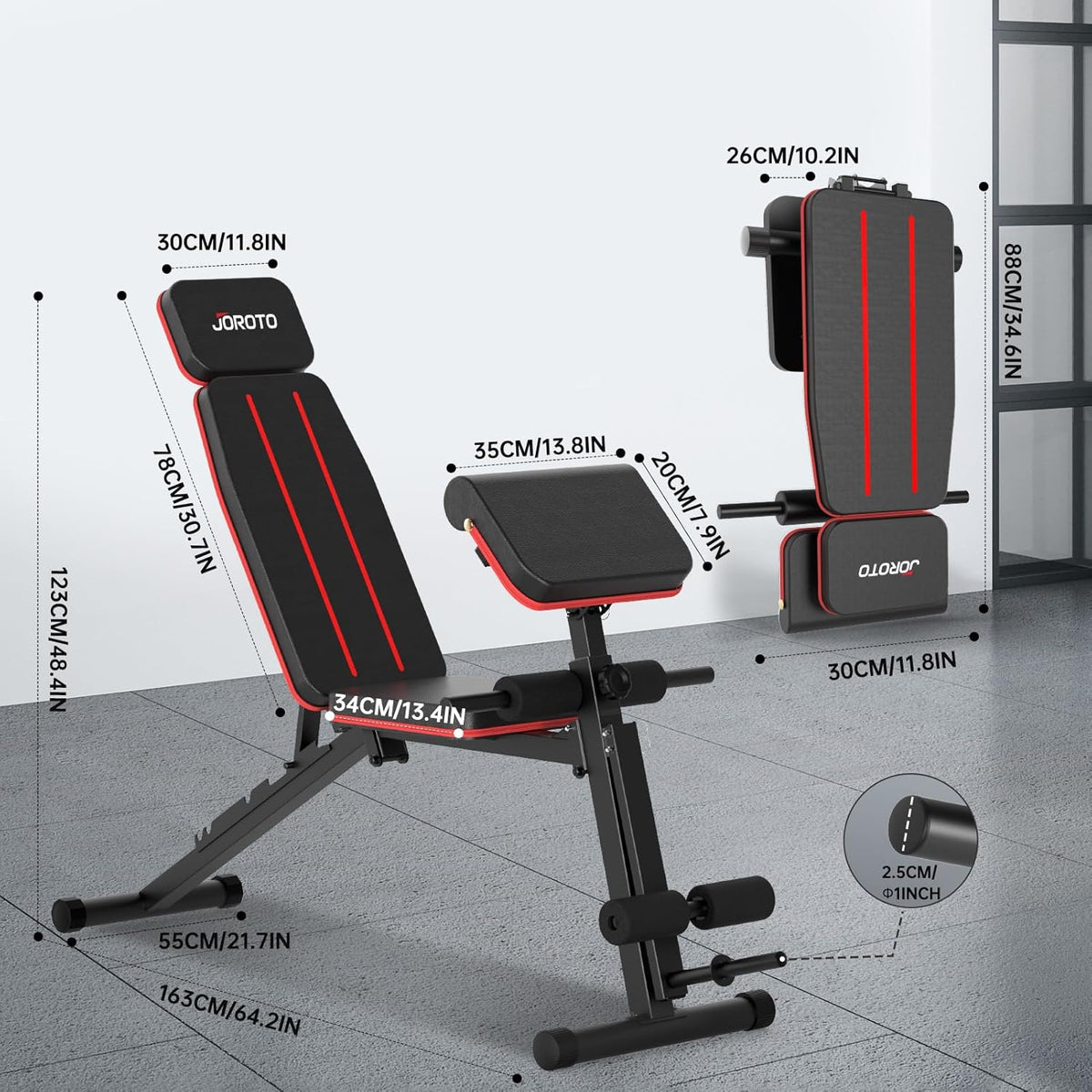 JOROTO Gewicht Bench Verstelbare, Opvouwbare Workout Bench Press, 350KG Belasting Krachttraining Banken voor Home Gym Full Body Workout, Romeinse Stoel Halter Bank