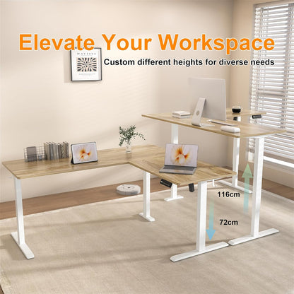 L-vormig Staande Hoekbureau – Elektrisch Verstelbaar Bureau – Zit Sta Bureau – Hoekbureau Kantoor – Bureau Met Hoek – 160x140 cm – Slim Geheugenpaneel Met Antibotsing