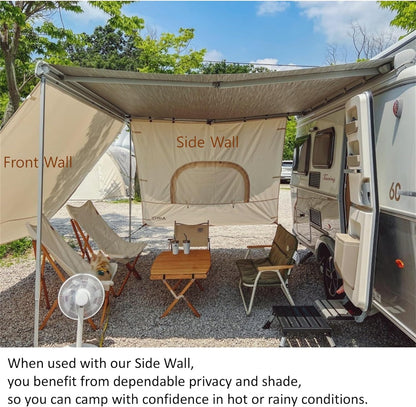 AIRIS Privacyscherm voor luifels, effectieve verduistering met ademend katoenen weefsel, waterafstotend, compatibel met Fiamma, Thule, Dometic (390 x 190)
