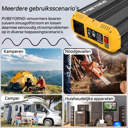 Omvormer 12V naar 230V Zuivere Sinus 1500W/3000W Spanningsomvormer 12V 230V Met een externe LCD-controller, geschikt voor campers en elektrische installaties in huis