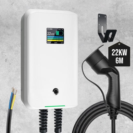 Morec 22KW driefasig EV laadstation laadkabel 32A EU standaard wandbox Type 2 oplader IEC 62196-2 stekker met stroomkabel naar verdeelkast Draagbare snelwanddoos 6.1m