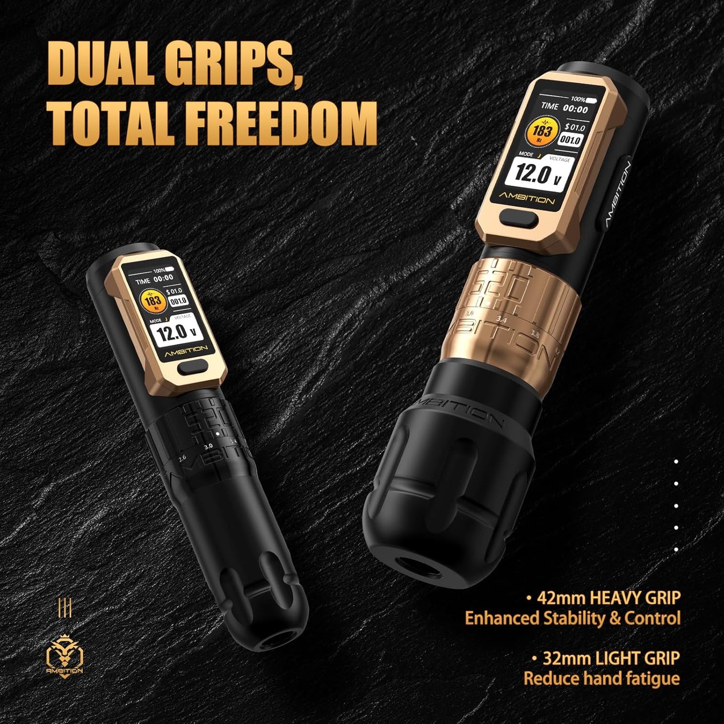 Ambition Soldier Pro 520 Tattoo Machine Draadloze Rotary Pen met 520g.cm Krachtige Motor, Dubbele 2400mAh Batterij en Verstelbare Slag, Professionele Tattoo Uitrusting voor Artiesten