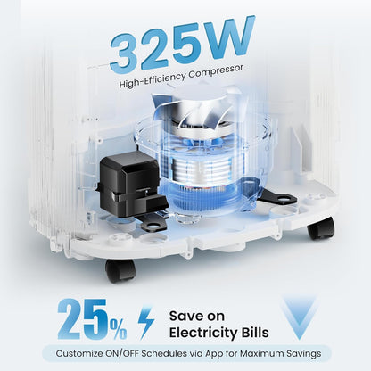 Elektrische luchtontvochtiger, 25 l/24 uur, afmetingen ruimte ca. 150 m³ (50 m²), 24-uurs timer, kinderbeveiliging, stille elektrische luchtontvochtiger, overloopbeveiliging