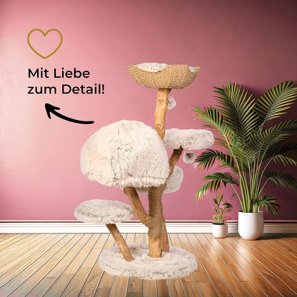 Krabpaal – Kattenboom – Klimpaal – Kattenmeubel – Krabmeubel – Medium Groot 128 cm Hoog – Stevige Sisal Basis Beige