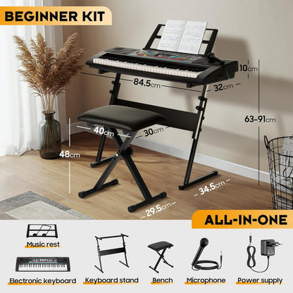 Keyboard 61 Toetsen – Pianotoetsenbord – Elektrisch Keyboard – Elektronisch Keyboard – Muziektoetsenbord – 128 Geluiden En 128 Ritmes – 3 Leermodi