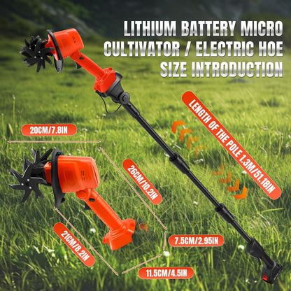 Draadloze handfrees compatibel met Makita 18 V accu (zonder batterij), 550 W tuinfrees met 10 cm freesdiepte en 10 cm freesbreedte, akkerfrees (met 1,3 m verlenging)