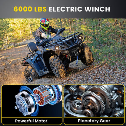Anbull Elektrische lier 12 V 12 V 6.000 LBS / 2722 kg, IP68 waterdicht, geen bedrading nodig, synthetische kabel 6,3 mm x 16,8 m, nylon touw, geschikt voor quad, ATV, UTV