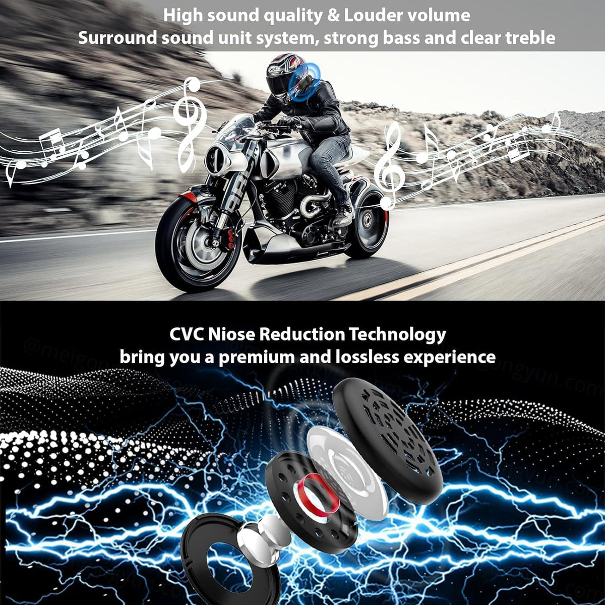 QSPORTPEAK M2C Motorfiets Intercom Headset Luidsprekers, 1000 m 6 Rijders Motorbike Intercom Universele Bluetooth Motorhelm Communicatie Systeem Spraakwijzerplaat/Bruikbaar tijdens het opladen (2