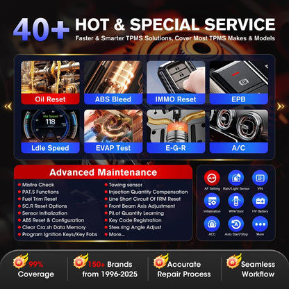 TPMS Diagnosetool – TPMS Scanner – OBD2 Scanner – Auto Diagnosetool – TPMS Programmeertool – Bidirectionele Scanner – CAN FD & DoIP Technologie – 8 Inch Android Touchscreen