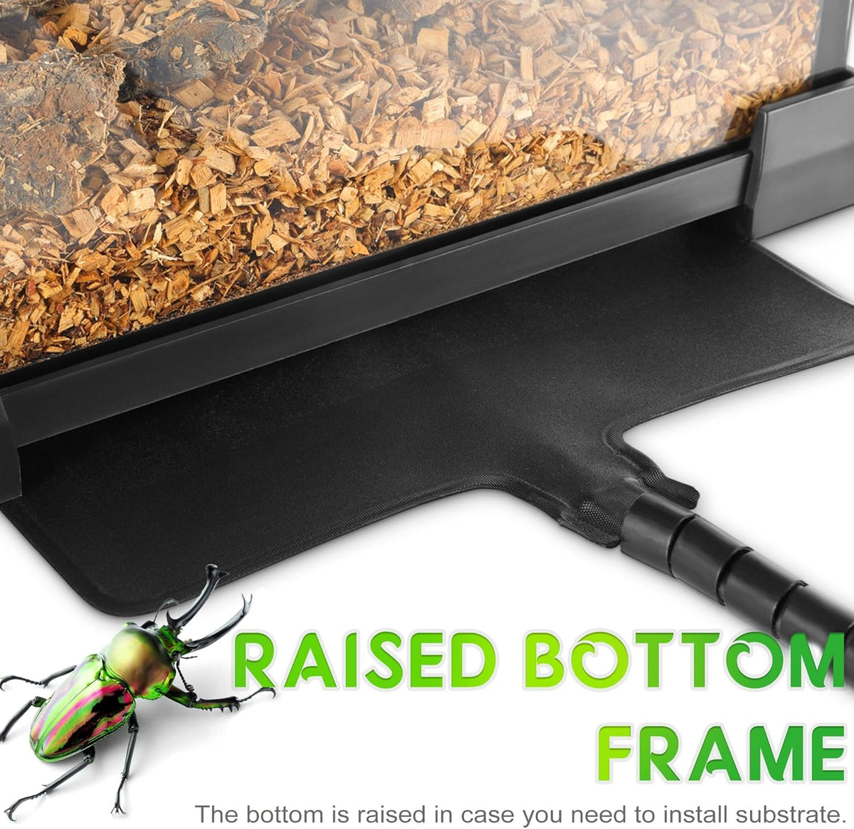Professioneel glazen terrarium, 50 x 30 x 35 cm, duurzaam reptielen habitat tank met hittebestendig aluminium legering frame, dubbele front swingdeuren voor geen Jam van zand en andere