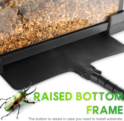 Professioneel glazen terrarium, 50 x 30 x 35 cm, duurzaam reptielen habitat tank met hittebestendig aluminium legering frame, dubbele front swingdeuren voor geen Jam van zand en andere