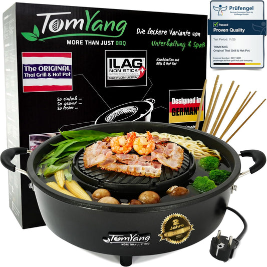 BBQ - Elektrische Thai BBQ Grill en Hot Pot - Tafelgrill en Fondue met Zwitserse coating