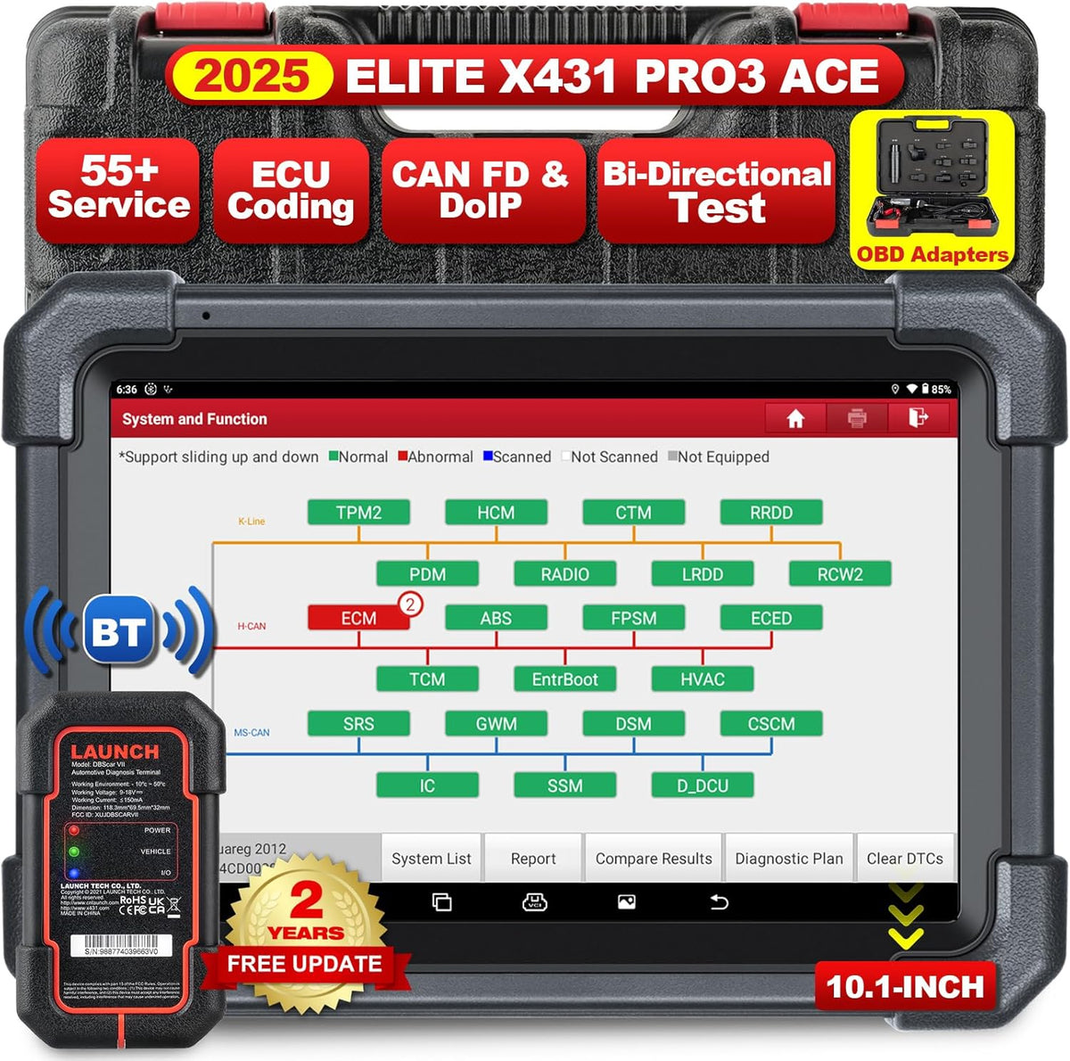 OBD2 Diagnosetool – Autodiagnose Scanner – ECU Codelezer – Foutcode Reader – Auto Scanner – 10,1 Inch Scherm – OEM Topologie Met Online Codering