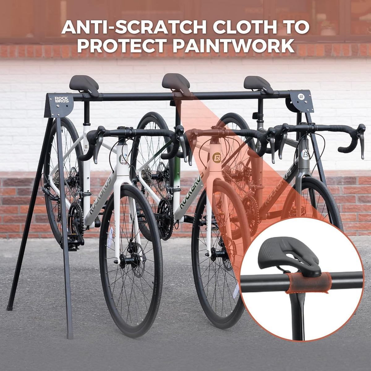 ROCKBROS Foldable Outdoor Bicycle Carrier 3/5 Bikes, Bike Floor Mount Capacity 80/120 kg, Stable and Rustproof, Parking Rack, Garage, Home, Road Bike, Mountain Bike, Black - QUORE