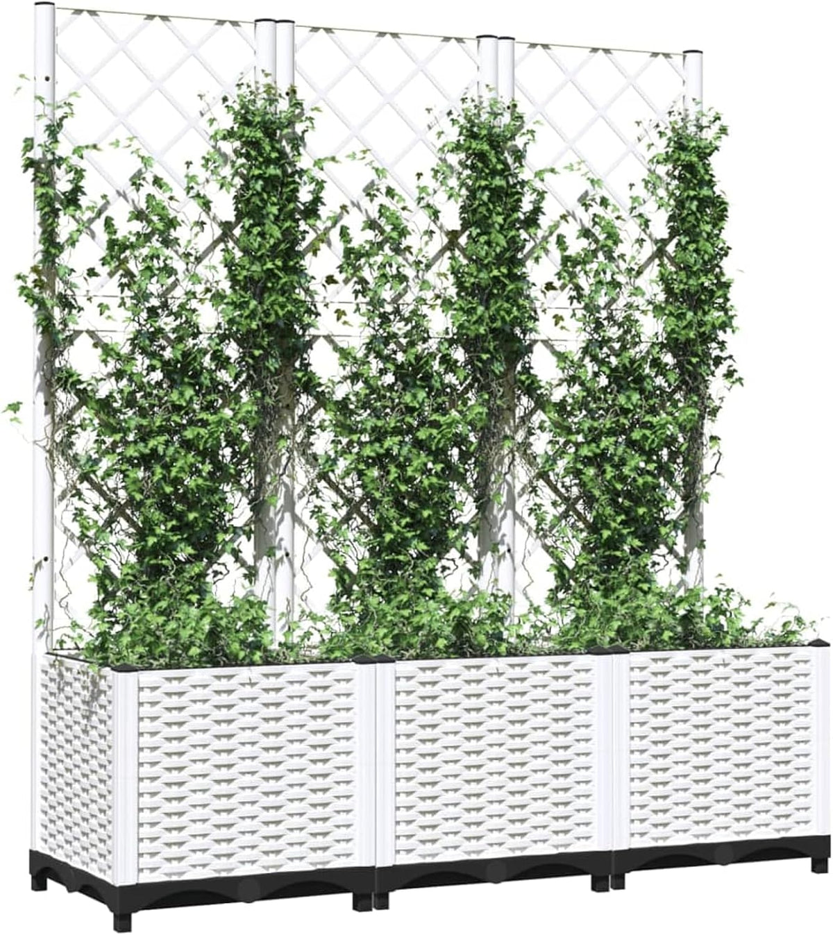 Gecheer Garden Planter with Trellis White 120x40x136cm PP - QUORE
