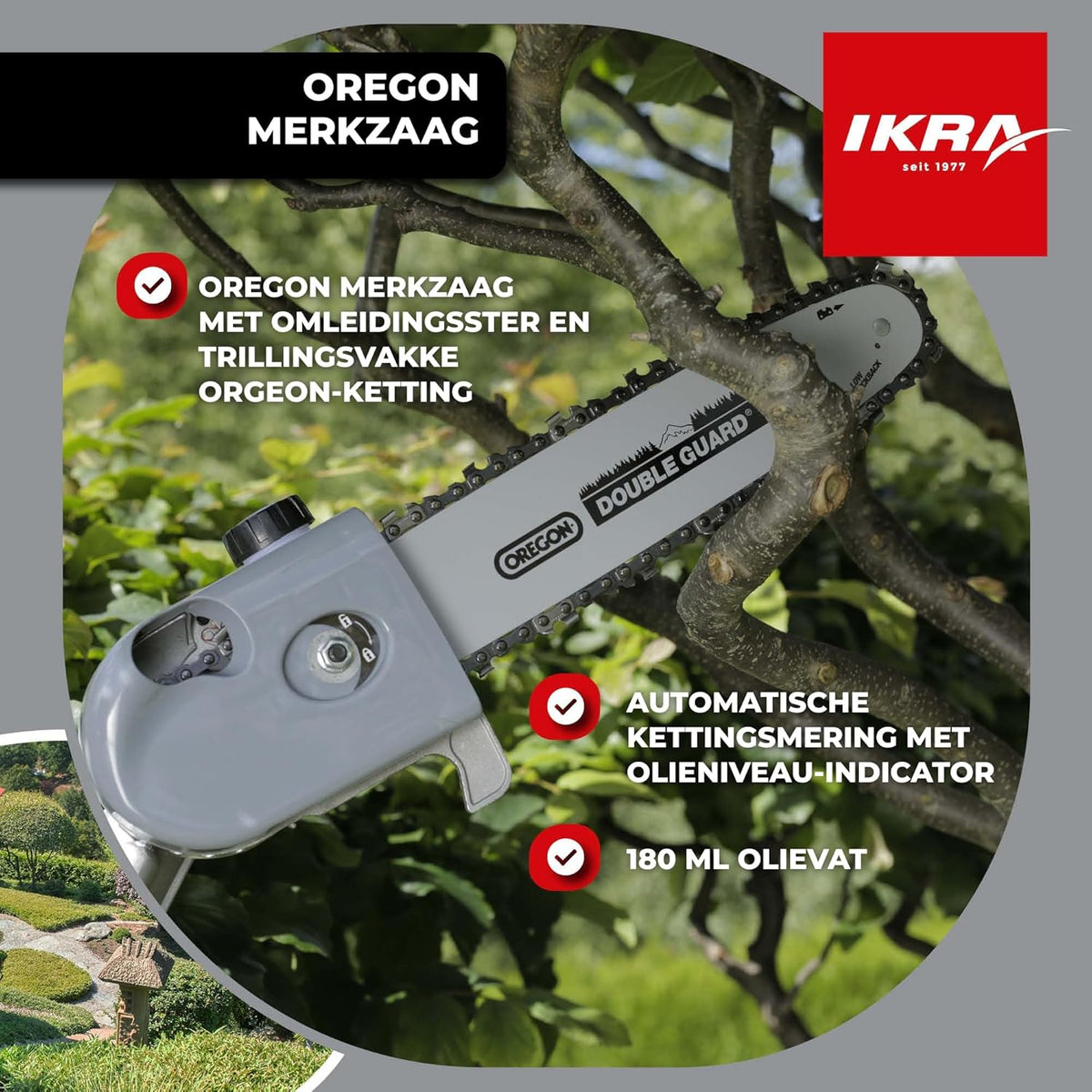 IKRA Benzine multifunctioneel tuingereedschap Multitool IBKH 33-1, 4in1: bosmaaier, gazontrimmer, heggenschaar, hoogsnoeier