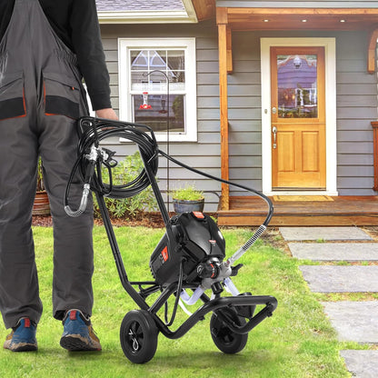 VEVOR Spuitverfsysteem, 750 W, 3000 psi, zonder lucht, met trolley, verfpistool met slang, 7,6 m, 1,2 l/min, voor schilderen binnen en buiten, benodigdheden hekken