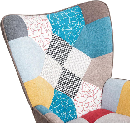 Gardenia Quebec Patchwork Relax Chair 69x75x95 - Rustic, Multicolor, Patchwork Chair - Relaxed, Living Room