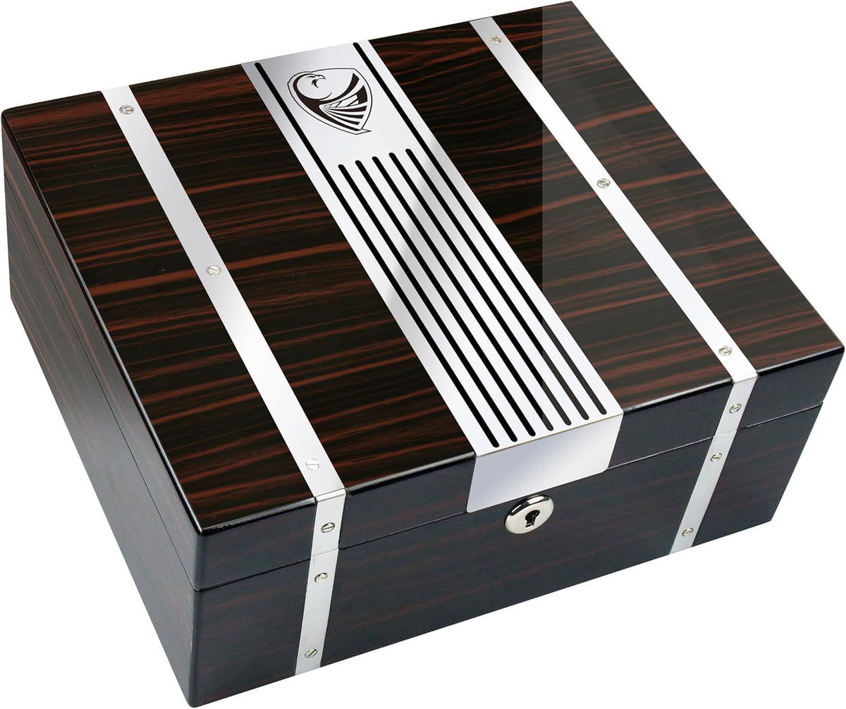 GERMANUS merken Humidor"Cowling" met digitale hygrometer en GERMANUS Crystal luchtbevochtiger Sigarenkelder