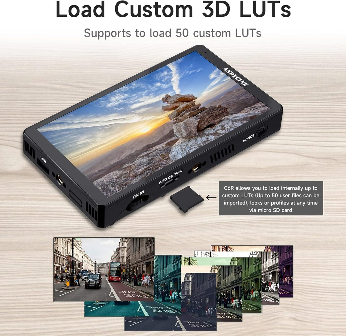 ANDYCINE C6R 6 inch Camera Monitor with VCR, 4K 60Hz HDR DSLR Mirrorless Camera Field Touch Screen with 3D LUT 1920x1080 RGB Waveform Histogram - QUORE