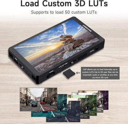 ANDYCINE C6R 6 inch Camera Monitor with VCR, 4K 60Hz HDR DSLR Mirrorless Camera Field Touch Screen with 3D LUT 1920x1080 RGB Waveform Histogram - QUORE