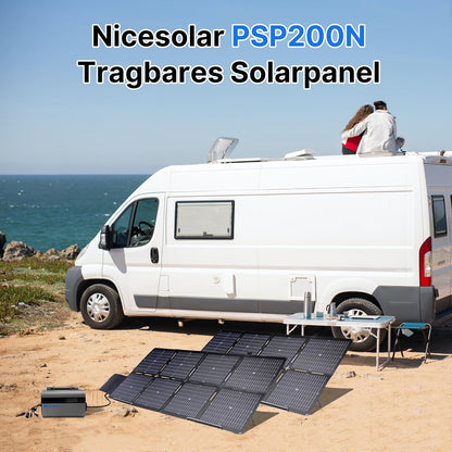 Nicesolar Zonnepaneel, opvouwbaar, 200 W, voor draagbaar powerstation, zonne-generator, compact en IP67 met USB-A & C Pd65W, zonnepaneel, oplader voor mobiele telefoon, tablet, outdoor, reizen