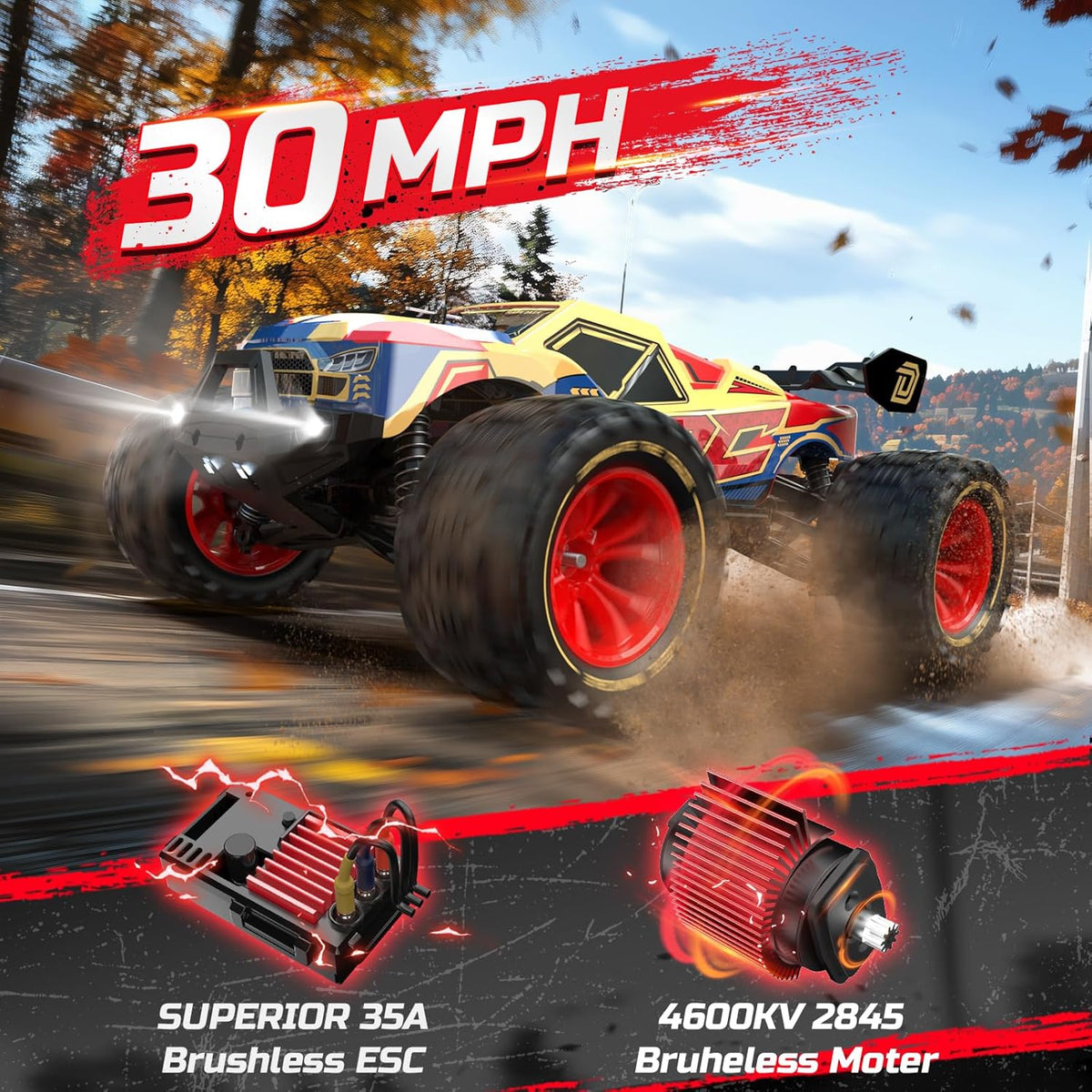 <font dir="auto" style="vertical-align: inherit;"><font dir="auto" style="vertical-align: inherit;">        DEERC 1/14 Remote Control Car, Brushless Speed Monster Truck, 4x4 RC Car for All Terrain, Waterproof Offroad Hobby Vehicle, Up to 50km/h, Perfect