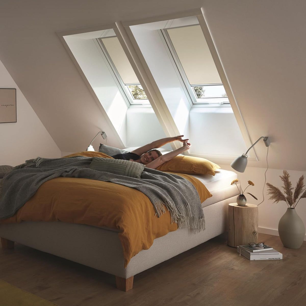 Original Roto Blackout Roller Blind ZRV Almost Full Darkening Guide Rail Silver For Roto Skylight Series Designo R6/R8, i8 and Classic 64/84 with Size 065/118 | 06/11 Beige - QUORE