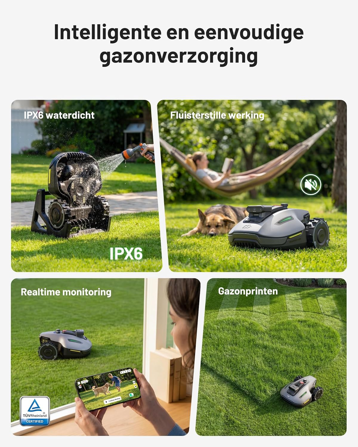 Robotmaaier – Automatische Grasmaaier – Gazonmaaier – Robot Grasmaaier – Tuinmaaier – Drievoudige Camera AI Navigatie – Geschikt Tot 500 m² Gazon