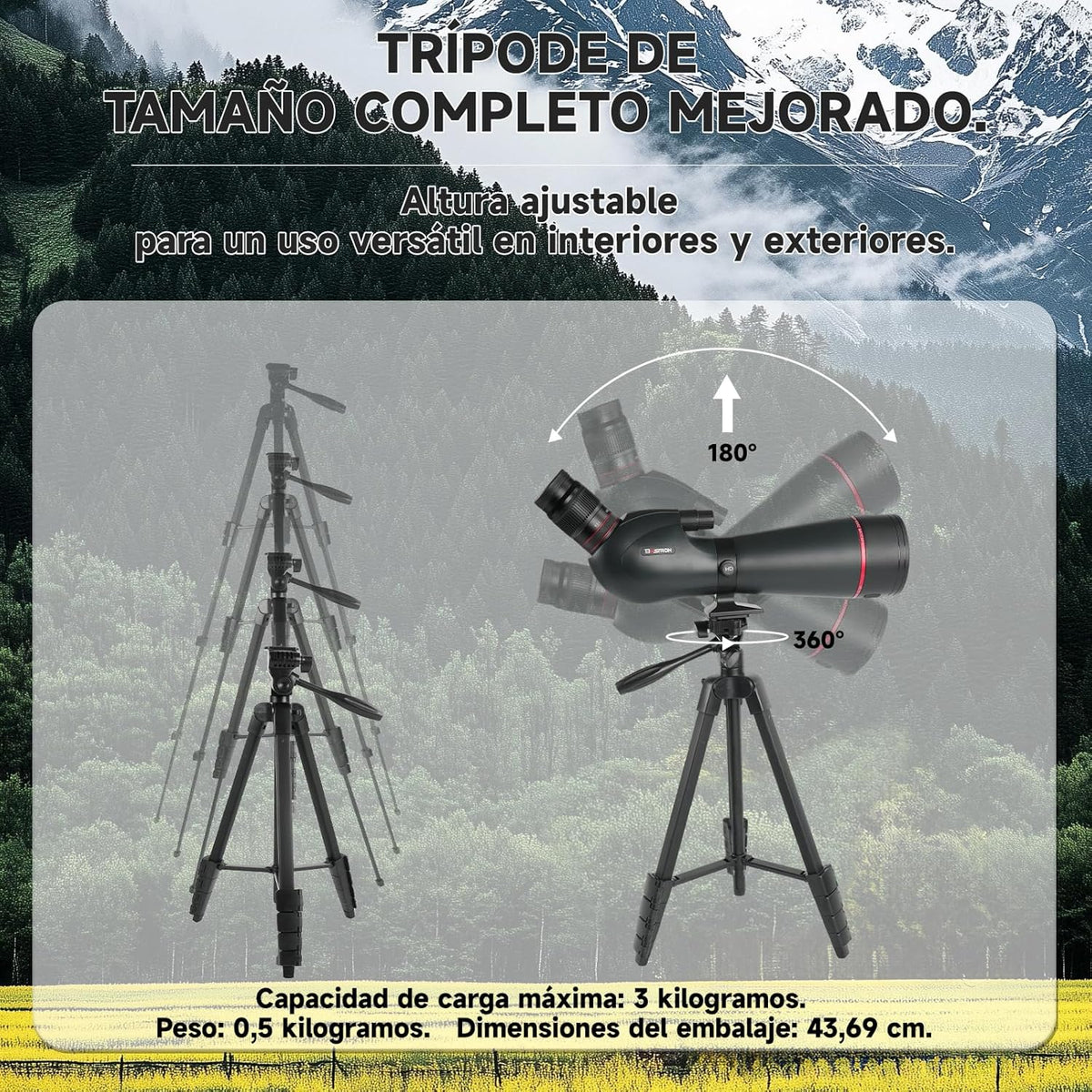 Ultra HD 20-60 x 82 telescoop, FMC-lens, BAK4-prisma, IPX7 waterdicht, met statief, tas en adapter, voor vogels spotten, wilde dieren observeren en schietoefeningen